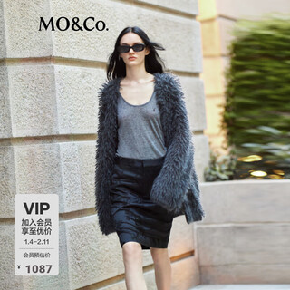 Mo&co. sweater coat angora sheep virgin mohair woolen loose mid-length cardigan moanke dark floral gray m 165