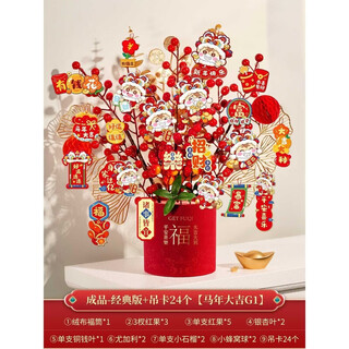 Xushansi 2026 new year new year living room decoration year of the snake spring festival new year's day decoration supplies fortune bucket ornaments finished product - classic version + 24 elevators year of the horse good luck g1 no specifications