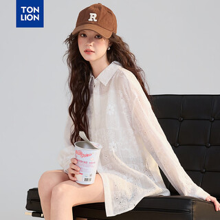 Tonlion 2026 spring women's slit long sleeve shirt original white s