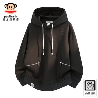 Big-mouthed monkey (paul frank) design hooded sweatshirt for men in spring and autumn new american fashion brand loose retro jacket casual and versatile clothes black official authentic 4xl recommended 195-215jin jin equals 0.5 kg