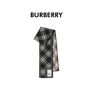 Burberry burberry autumn and winter new women's black wool plaid blanket edge lockstitch scarf 81146401