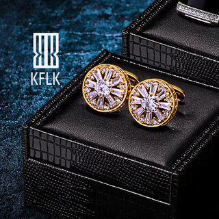 Kflk hollow french nail shirt cuff buttons for men's light luxury custom shirt cuff buttons for women's gemstone cuff buttons k056