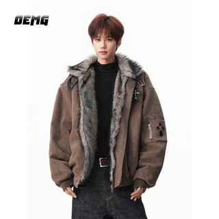 Oemg gothic style mountain carving cotton jacket for men in winter, thickened and warm, high-end trendy brand top jacket, brown color, high quality xl recommended 120-140jin jin equals 0.5 kg