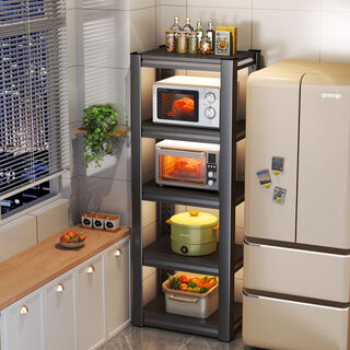 Fantasy kitchen rack floor-standing microwave storage rack oven rack storage room shelf white contact customer service notes length and width slide down length 70cmx width 30cm