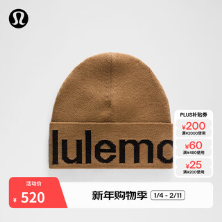 Lululemon丨wordmark word logo wool knitted hat lu9ddos camel/black o/s