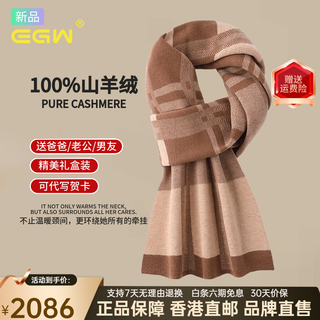 Egw international luxury brand simple and high-end autumn and winter 100 pure cashmere color matching trendy scarf birthday gift big coffee color + malt rice gift box