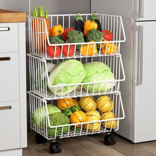 Fantasy kitchen vegetable shelf storage rack household multi-functional vegetable and fruit snack storage rack pulley mobile trolley carbon steel paint black large size 30cm long four layers with wheels