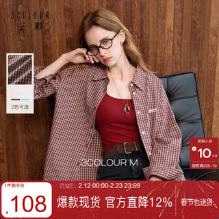 Sancai 2025 autumn new casual plaid shirts loose tops retro simple m