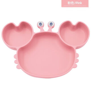 Yinghuan internet celebrity baby silicone feeding set food grade cartoon crab food tableware all-in-one anti-fall silicone dinner plate crab dinner plate/pink