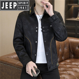 Jeep spirit jacket men's spring autumn 2026 new korean style slim trendy casual woolen jacket versatile spring men's top black 2xl