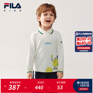 Fila children's clothing long-sleeved 2026 spring new boys' polo shirt cloud white-wt 105