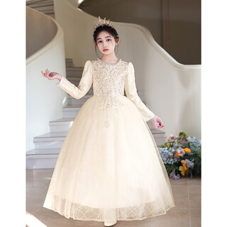 Hanquan girls evening dress autumn and winter new high-end flower girl wedding princess dress host children's piano performance clothing