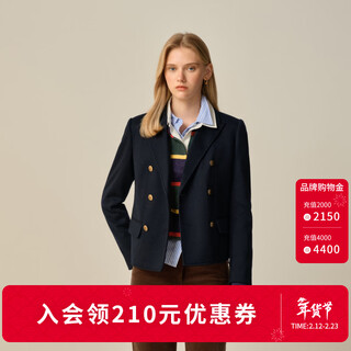 Eland suit women's fashion double-breasted casual commuter jacket 2025 winter new style dark blue (03) d/navy m /165