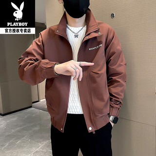 Playboy (playboy) men's jacket new style 2026 trendy brand handsome workwear stand collar jacket men's spring and autumn casual short top red 1961 m recommended 90-110jin jin equals 0.5 kg