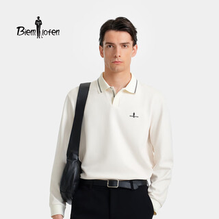 Biyinlefen plaid texture spring and autumn casual versatile commuting style light business men's top long-sleeved polo shirt