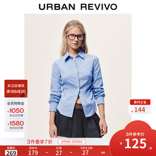 Ur2026 spring new women's casual contrast color plaid lapel pleated cardigan shirt uyl250159 blue plaid s