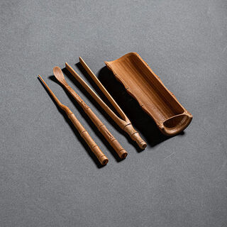 Midelei bamboo tea three-piece set tea needle tea pick tea clip set purely hand-carved tea ceremony six gentlemen hsinchu festival four-piece set