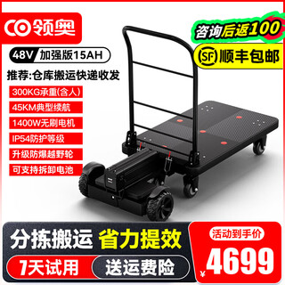 Lingao electric trolley warehouse cloud warehouse sorting and distribution cargo small flatbed truck logistics express balance car factory park hotel handling artifact foldable trolley tool strengthen 15ah load capacity 300kg+1400w