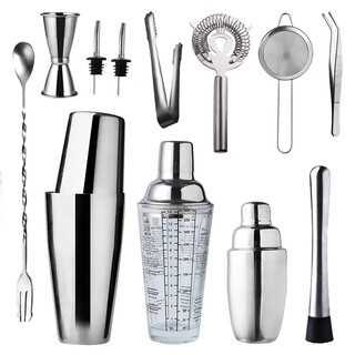 Yusenyi stainless steel shaker set boston shaker professional commercial shaker cup three-stage cocktail tool 3-piece set boston shaker set