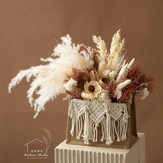 Beihua xishe dried flowers hand-woven sack set photography sample room natural bouquet decoration diy pendulum woven sack + colorful flower art dry flower bag