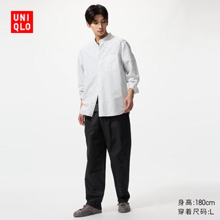 Uniqlo men's linen blended comfortable nine-point pants/casual pants 482258 09 black m