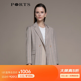 Ports women's autumn new commuting plaid blazer lm9j002nfq043 embossed light pink plaid xs (2)