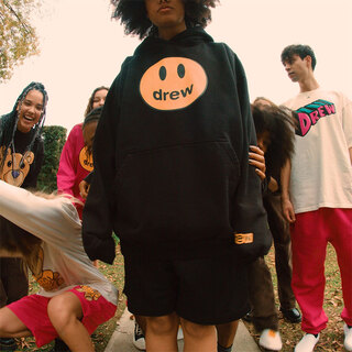 Drew house mascot smiley hooded loose sweatshirt dh-hj2522-bk black xxs