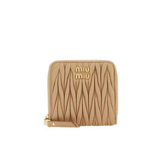 Miumiu women's zipper wallet storage non-slip lightweight portable closed color quilted texture nude color one size