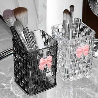 Fantasy brush storage box dressing table eyeshadow brush eyebrow pencil transparent storage rack storage rack transparent color + transparent gray 2 pack