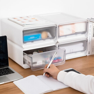 Camellia (chahua) camellia home storage box drawer-type wardrobe storage box combination household plastic organizer clothes storage box medium size 3 pieces (with partitions)