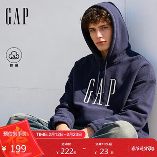Gap men's and women's 2025 new winter logo embroidered fleece loose pullover hooded sweatshirt us version 846551