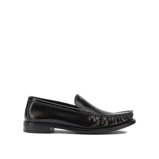 Prada women's loafers, breathable, lightweight, soft-soled, wear-resistant calfskin, rubber-soled, round-toe, flat-heeled business commuter leather shoes, black 37