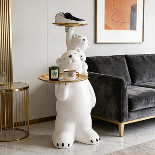 First sight of the living room ornaments violent bear large floor-standing crafts next to the tv cabinet welcome home decoration housewarming gift mother and child bear floor-standing ornaments load-bearing up to 6jin jin is equal to 0.5kg, height 76cm