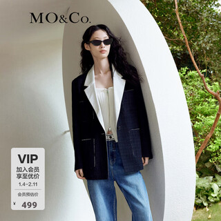 Mo&co. textured black suit power jacket mid-length notch lapel casual suit jacket moanco black s 160