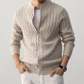 Olj luxury high-end brand cardigan men's 2026 spring and autumn new zipper cardigan thickened half turtleneck comfortable sweater yami xl (recommended 140-155 jin jin equals 0.5 kg)