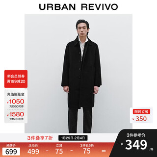 Ur2025 new winter men's style high-intelligence lapel button coat umm150031 black l