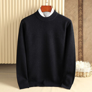 Guski brand wool sweater men's 100% pure wool loose thickened sweater winter solid color round neck knitted striped bottoming shirt lan shangqing 100% pure wool s 160 reference weight 90jin jin is equal to 0.5kg -110jin jin is equal to 0.5kg