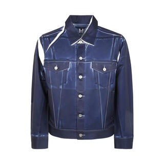 Comme des garcons men's jacket warm windproof polyester lapel spring and autumn daily jacket casual blue one size | l