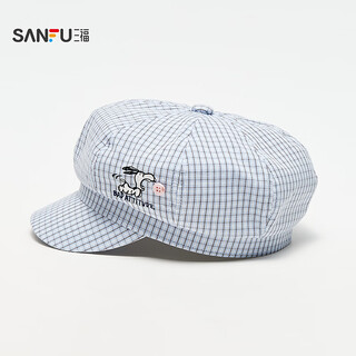 Sanfu (sanfu) snoopy plaid octagonal hat, retro literary and artistic face-showing small fashion clothing accessories hat 520203 blue one size