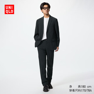 Uniqlo extra long men's easy-care, quick-drying stretch lightweight trousers/casual pants 26 spring and summer 482890 09 black 85/175/84a