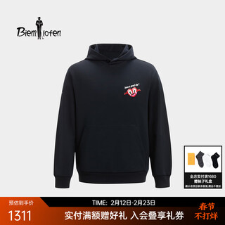 Biyinlefen hattie and heidi co-branded spring and autumn men's casual micro profile round neck long-sleeved sweatshirt t-shirt couple style 25 navy blue s