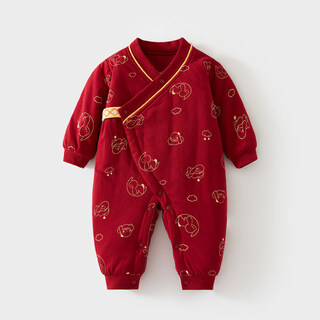 Joyncleon newborn new year's eve new year's clothes baby one-piece one-piece clothes peg cotton harness full moon 100-day climbing clothes lty0472 red (crescent baby pet 60g cotton monk clothes) 52cm 0-1 months recommended weight 2-3.4kg
