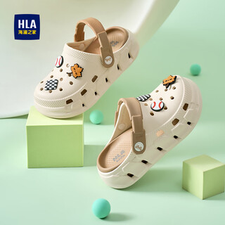 Heilan house (hla) hla children's shoes children's hole-in-the-wall shoes boys and girls slippers t62hk004 beige brown 34-35