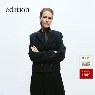 Edition blazer women's retro short wool worsted women's gentleman's suit commuting black m 165
