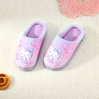 Hellokitty children's shoes girls cotton slippers girls cute indoor home shoes winter comfortable warm slippers 6849 purple 30