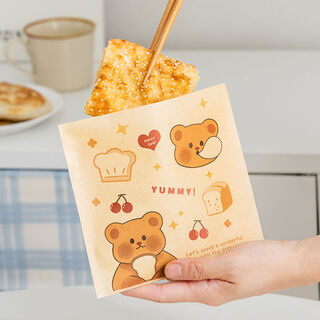 Fantasy hand cake paper bag sandwich wrapping paper breakfast packaging box meat sandwich pancake egg filling fruit small gourmet single opening packaging bag free of folding 50 sheets