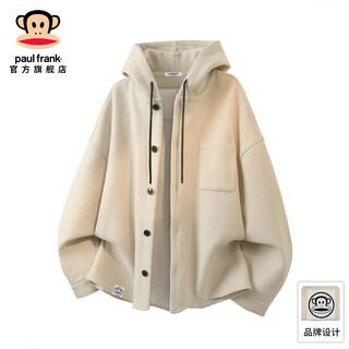 Big mouth monkey (paul frank) american trendy brand hooded jacket men's spring and autumn new solid color loose casual men's versatile high-end jacket beige color official authentic l recommended 110-130jin jin equals 0.5 kg