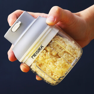 Pupan electric garlic god tool for minced garlic, pull, press, peel and beat garlic, household minced garlic crush, stir, cut, garlic beater, small small power 15w (green small cup 100ml this model only