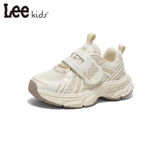 Lee children's shoes spring new children's mesh daddy shoes girls' thick-soled running shoes for boys and girls beige 26 recommended foot length 157mm