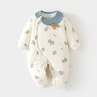 Joyncleon winter newborn baby thickened jumpsuit for girls, quilted warm cotton clothing, infant and toddler rompers, home clothes lty0500 blue (blue rhyme berry fragrance 120g cotton one-piece) 73cm 6-9 months recommended weight 7.2-9kg
